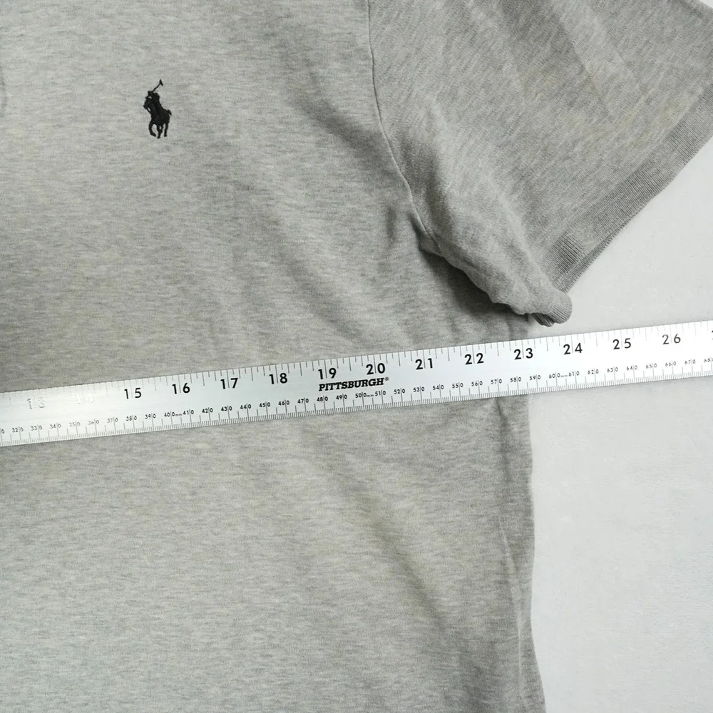 Polo Ralph Lauren Mens XL Custom Slim Fit Gray Heather‎ Polo Shirt Black Pony